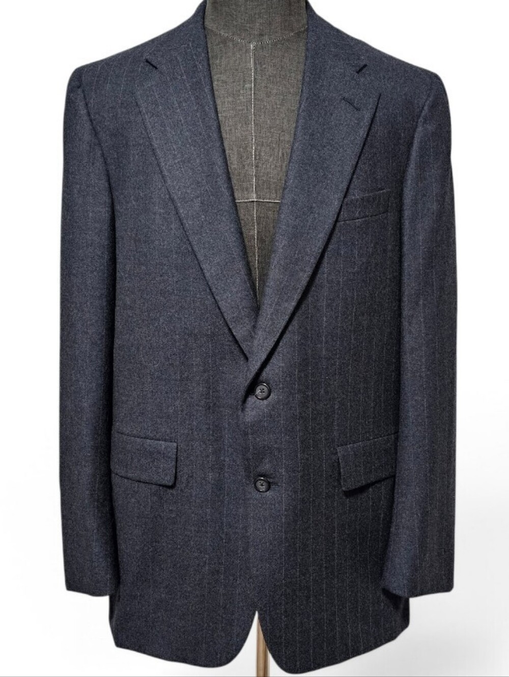 Hickey Freeman Roots Vintage Mens Grey Pinstripe Wool Blazer Size 42L